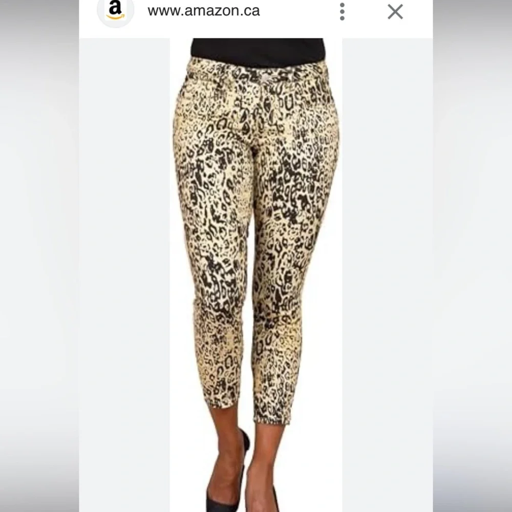 NEW ROYALTY For Me Women's Mid Rise Cheetah Print Ankle JeanPants | 4